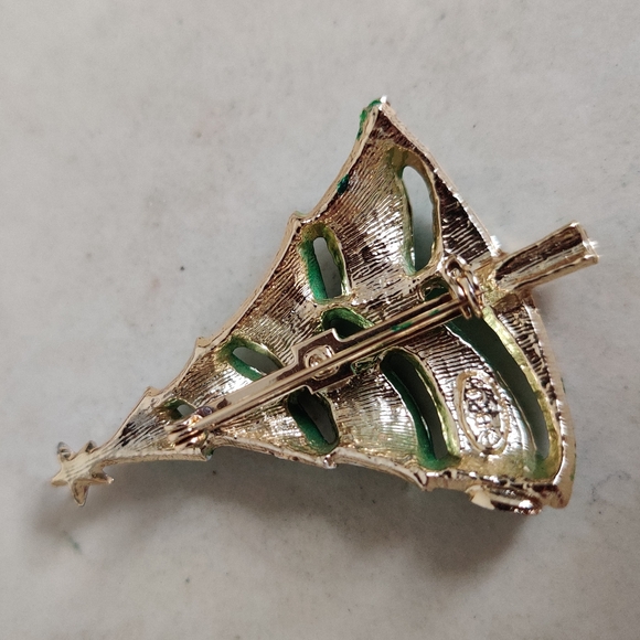 Vintage Christmas Tree Brooch Signed Beatrix - Picture 10 of 10